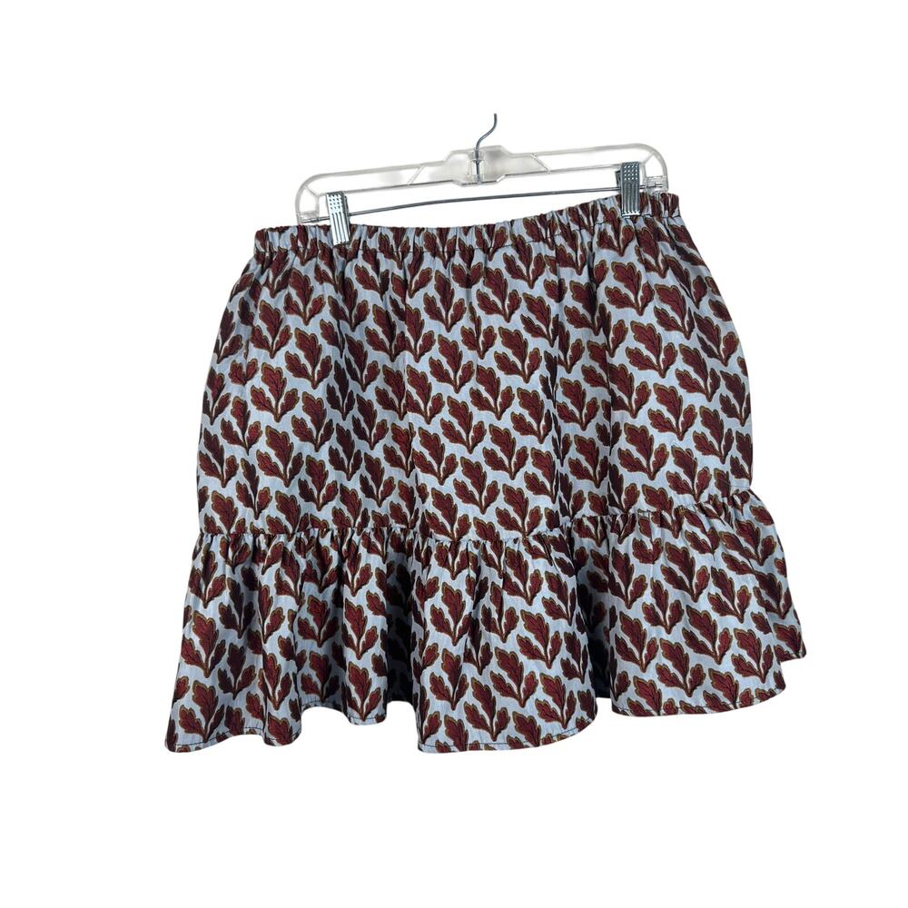 Philosophy di Lorenzo Serafini Blue Leaf Pattern Ruffle Jacquard Mini Skirt 12